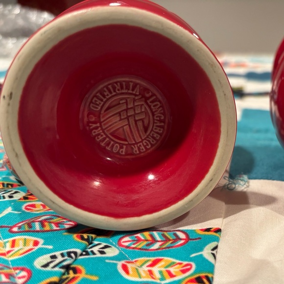 Longerberger Pottery Vitrified Red 5 pc set 🚨 FINAL PRICE DROP - Picture 3 of 7